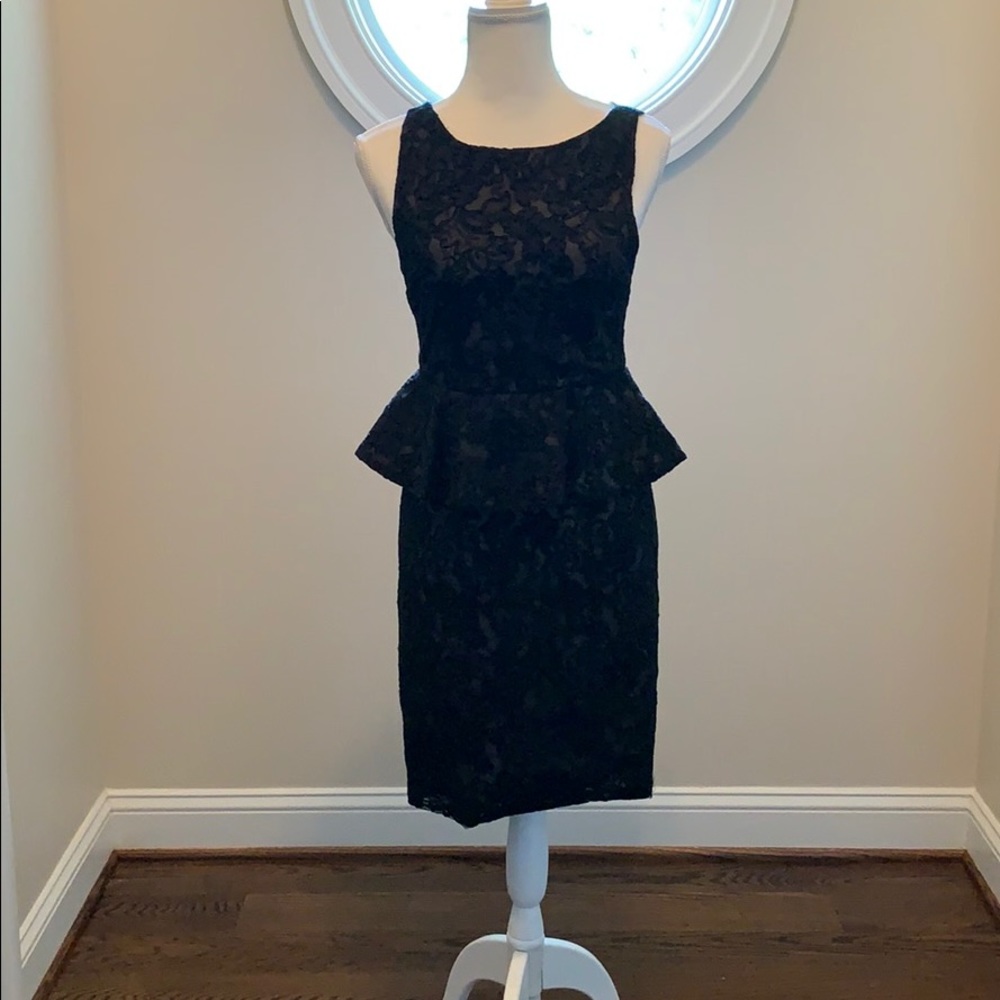 Alice + Olivia Black Lace Peplum Dress